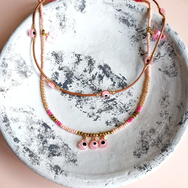 Collar Ojo Turco en Rosa